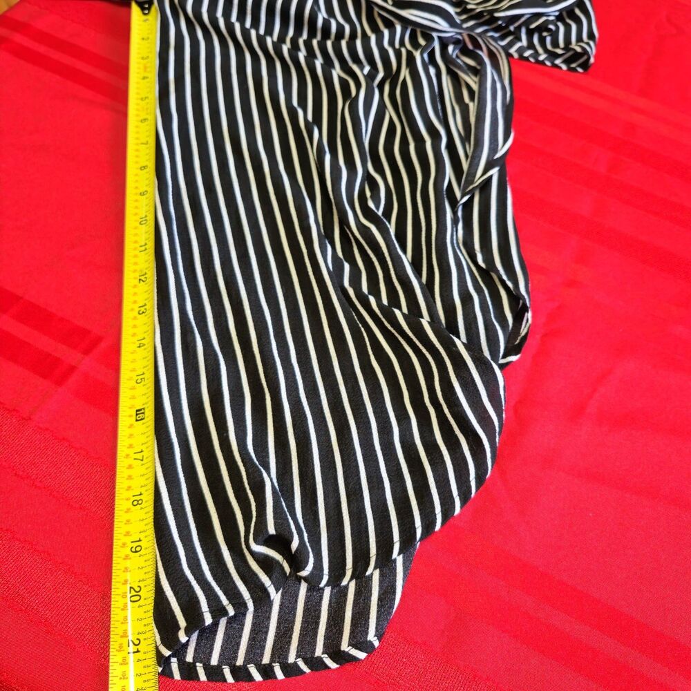 Favlux Black White Stripe Off Shoulder Jumpsuit Small Ruffle TulipHem Sleeveless - Picture 15 of 16